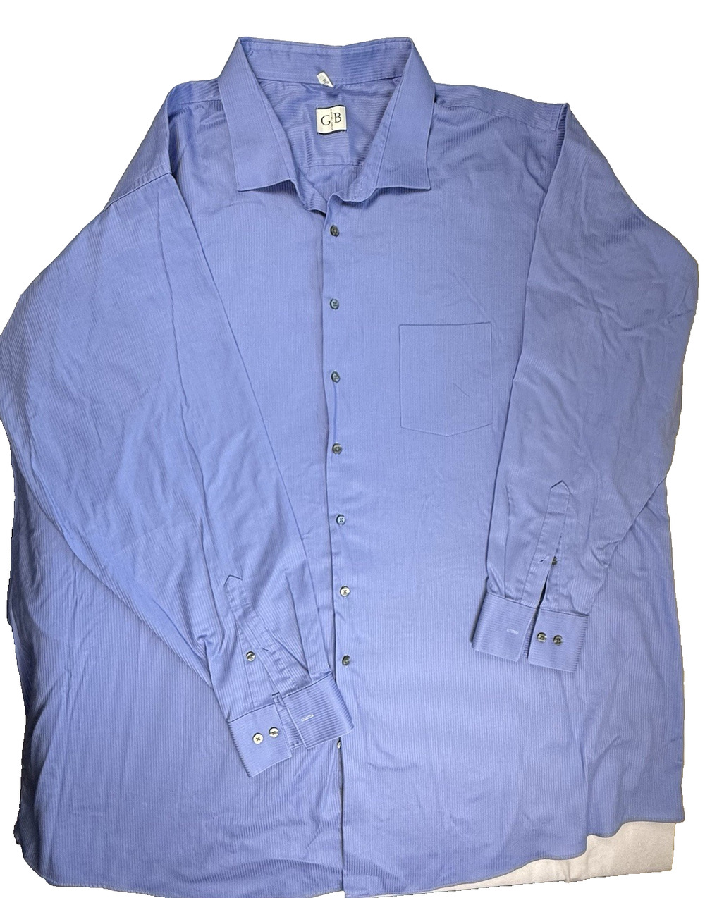 Geoffrey Beene men's dress shirt 22 37/38 Blue Vertical Stripe Preppy Classic